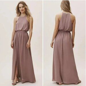 Anthropologie BHLDN Cayenne Bridesmaid Maxi Dress Mauve S wedding bohemian